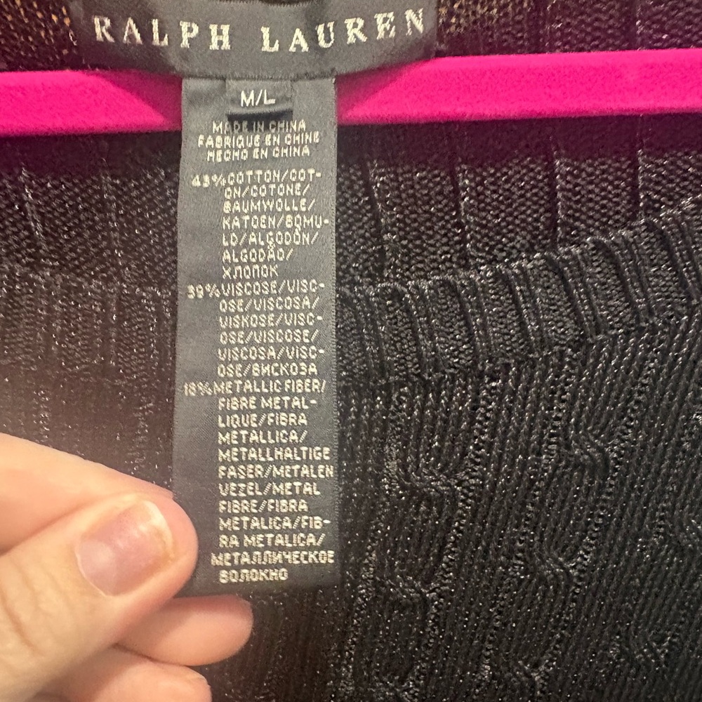 Ralph Lauren Black Cable Knit Poncho - Picture 6 of 7
